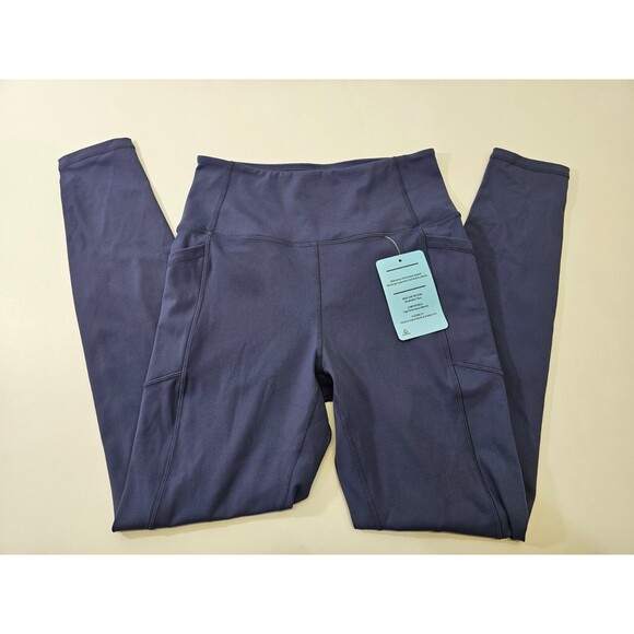 ALK Women's M Athrock Navy Blue Athleisure Athletic Stretch Wiast Leggings NEW - Picture 4 of 10